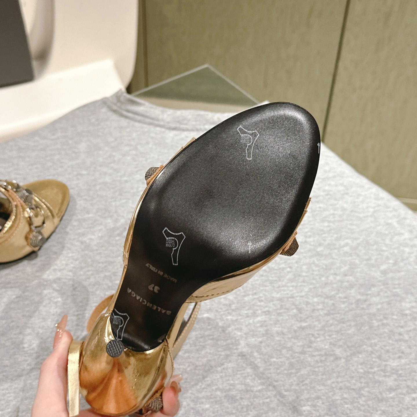 Balenciaga Cagole 110mm Metallic-finish Sandals - FashionPlug