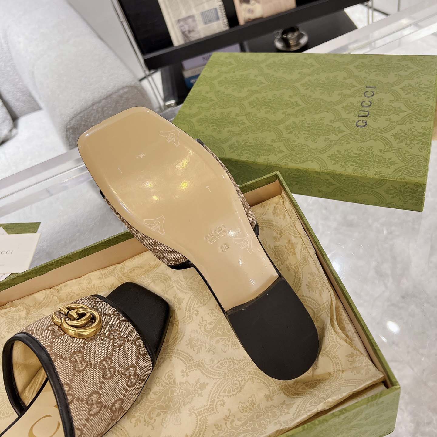 Gucci Women's GG Matelasse Canvas Slide Sandal - FashionPlug