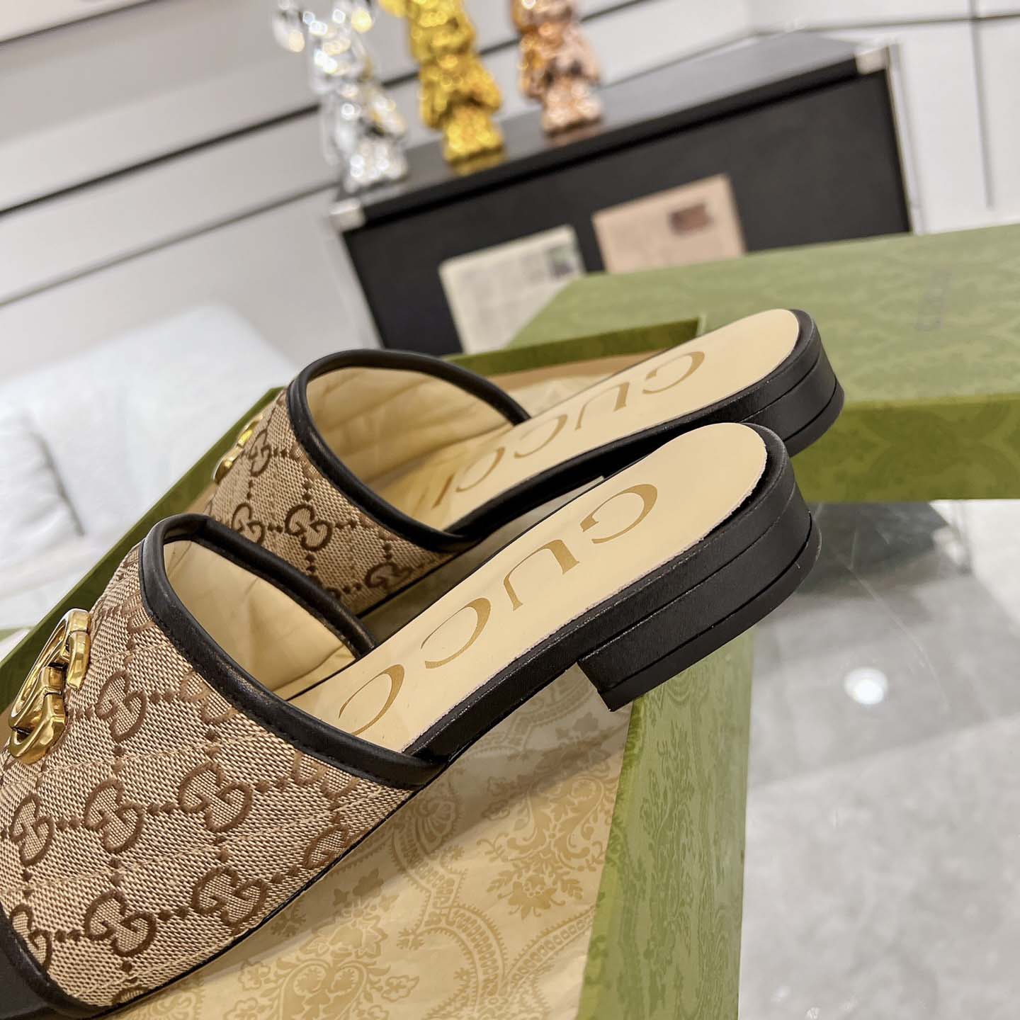 Gucci Women's GG Matelasse Canvas Slide Sandal - FashionPlug