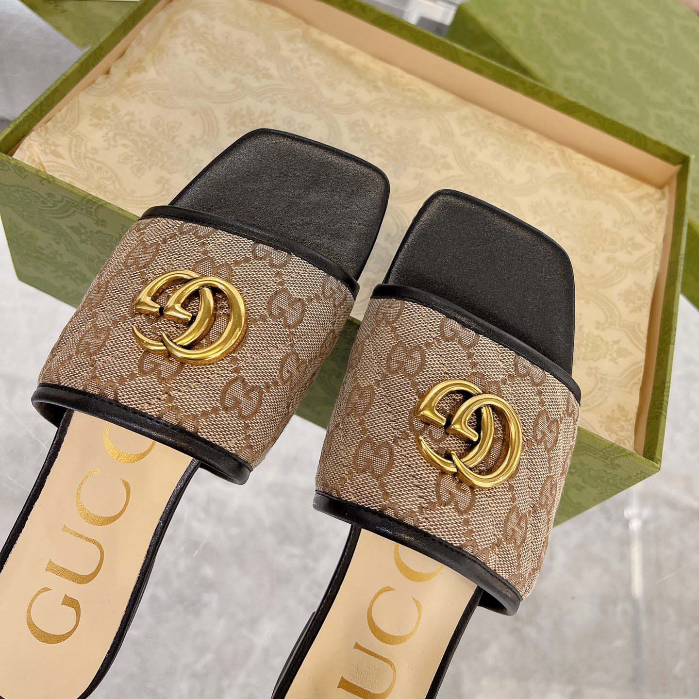Gucci Women's GG Matelasse Canvas Slide Sandal - FashionPlug