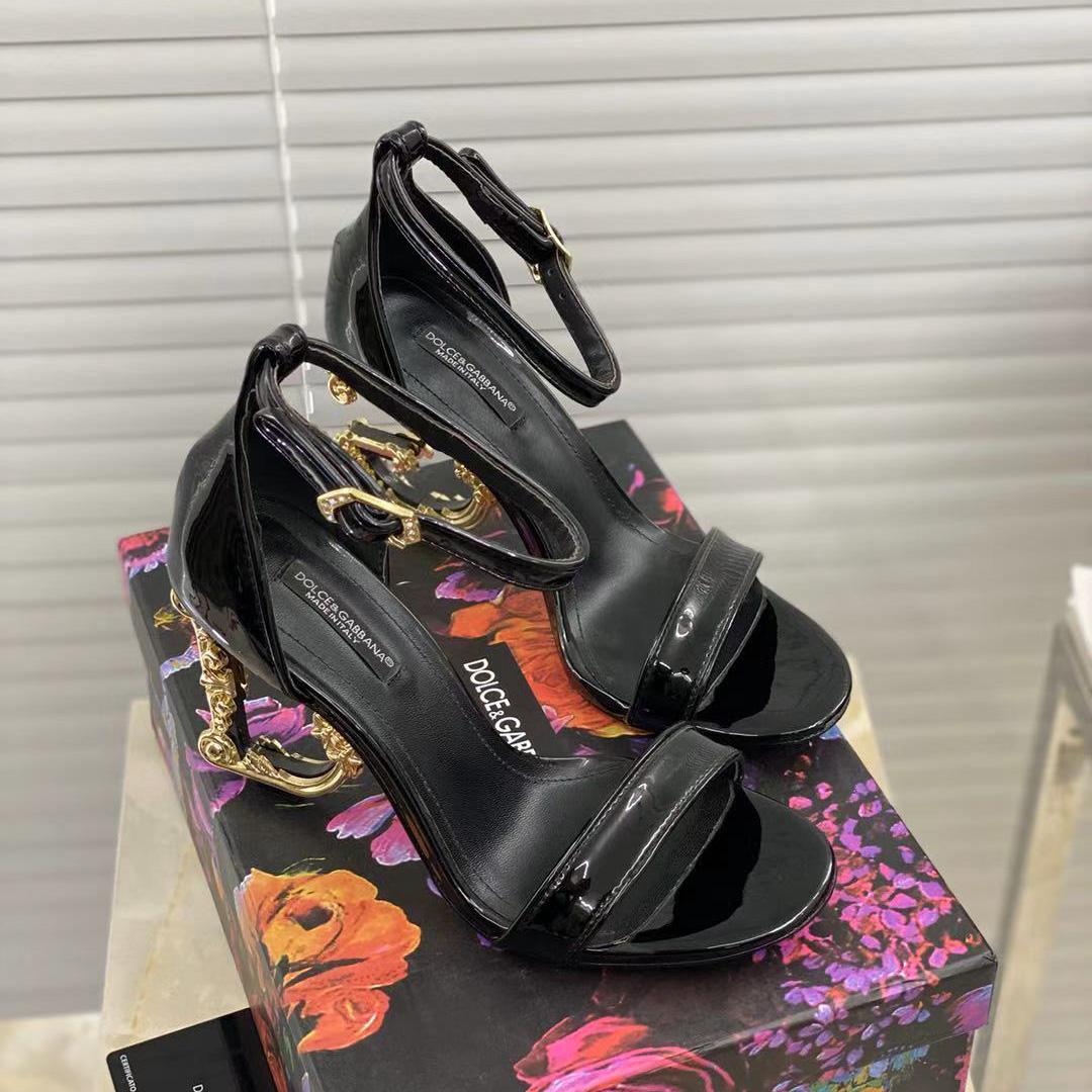 Dolce & Gabbana Women's Leather Heel Sandals - FashionPlug