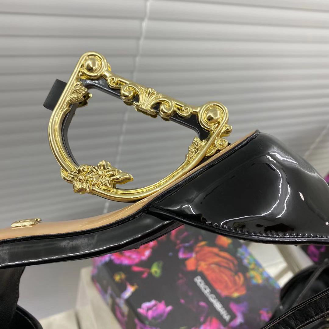 Dolce & Gabbana Women's Leather Heel Sandals - FashionPlug
