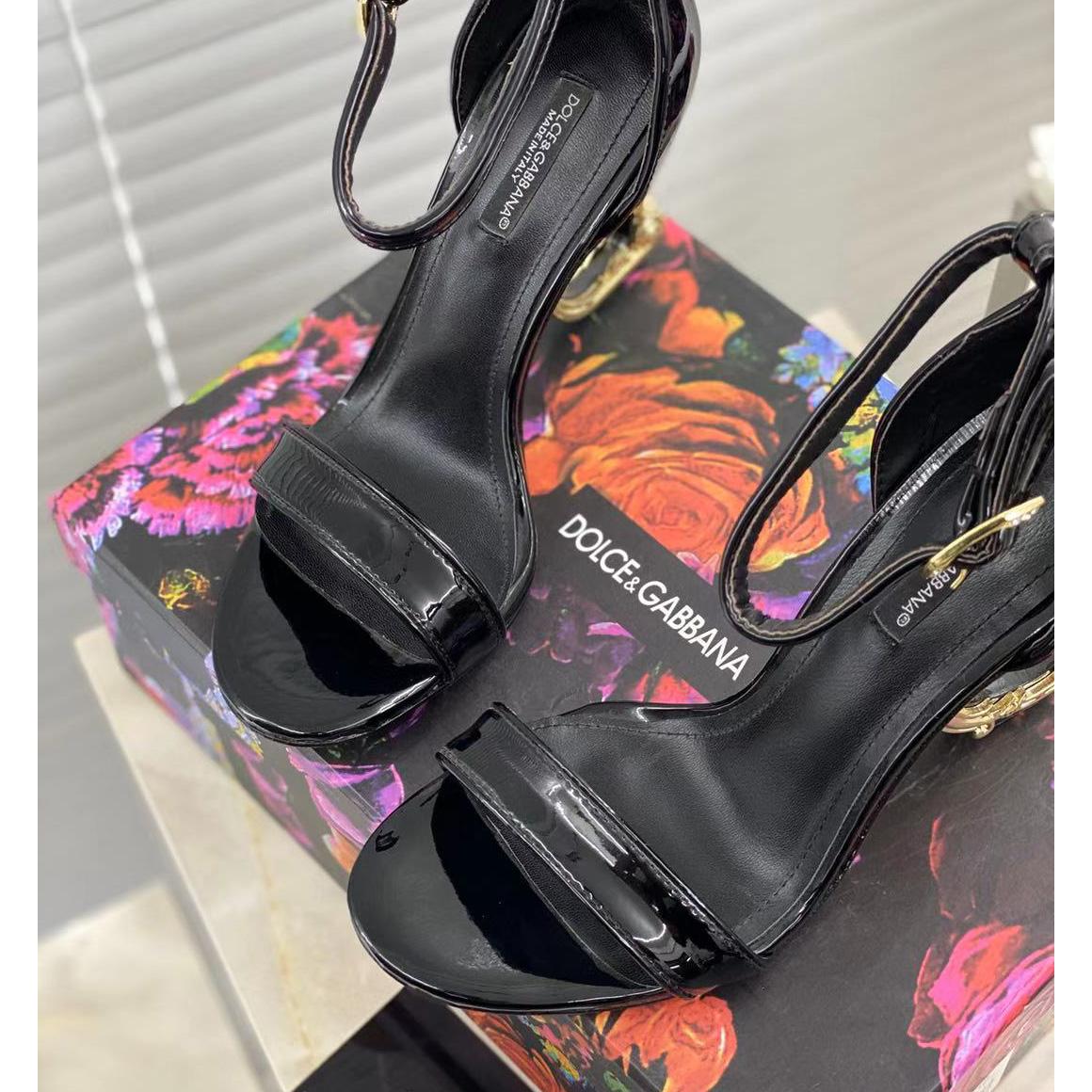Dolce & Gabbana Women's Leather Heel Sandals - FashionPlug