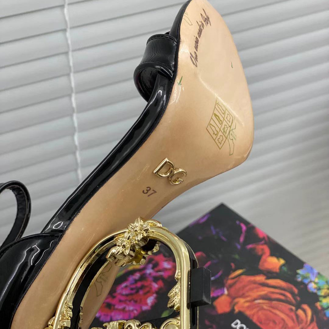 Dolce & Gabbana Women's Leather Heel Sandals - FashionPlug