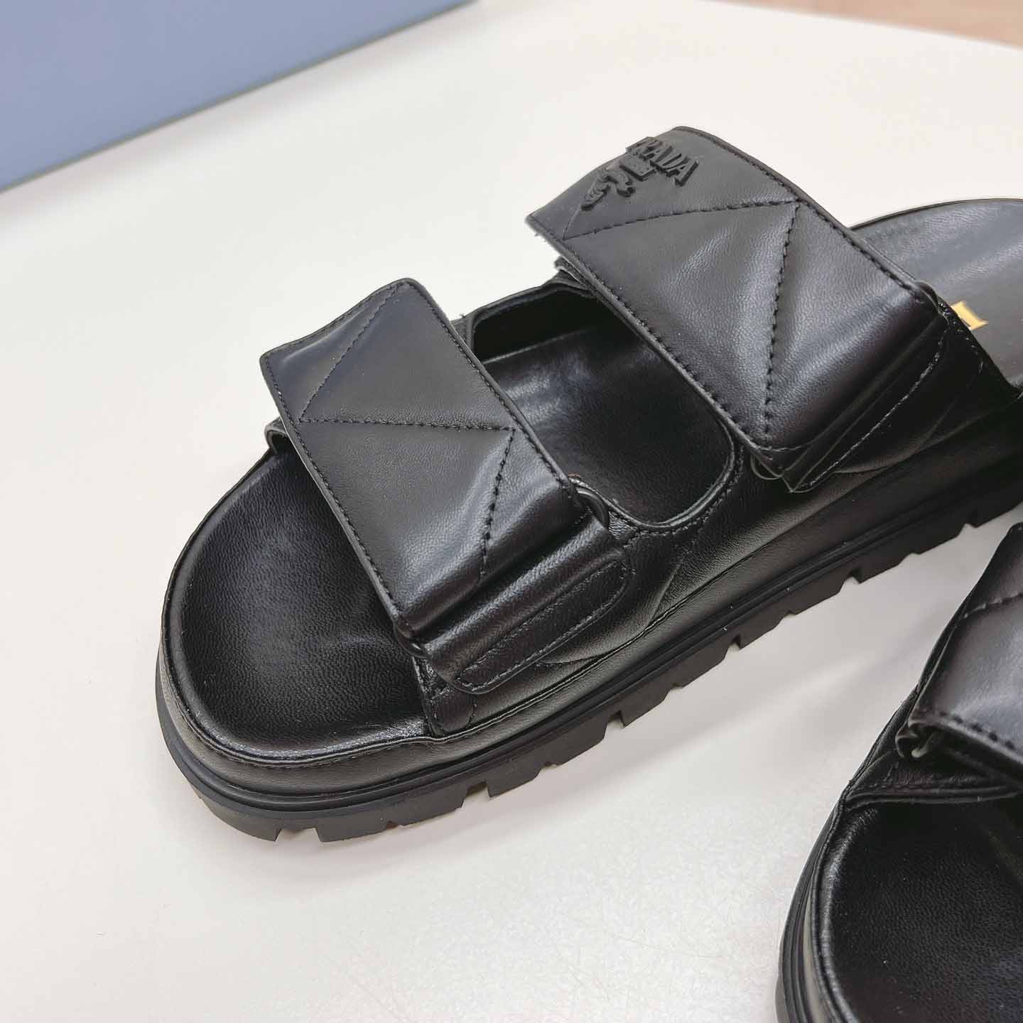 Prada Padded Nappa Leather Sandals - FashionPlug