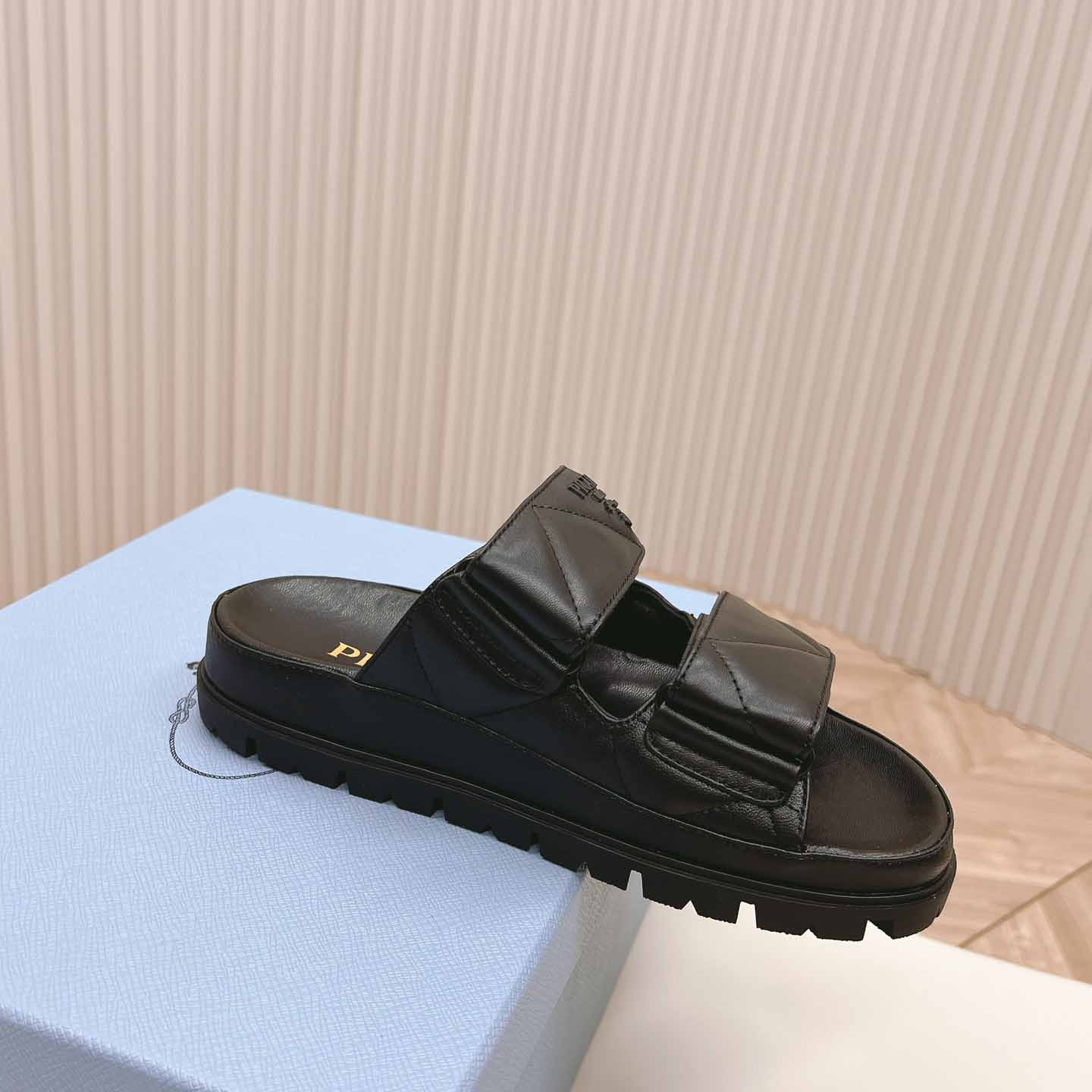 Prada Padded Nappa Leather Sandals - FashionPlug