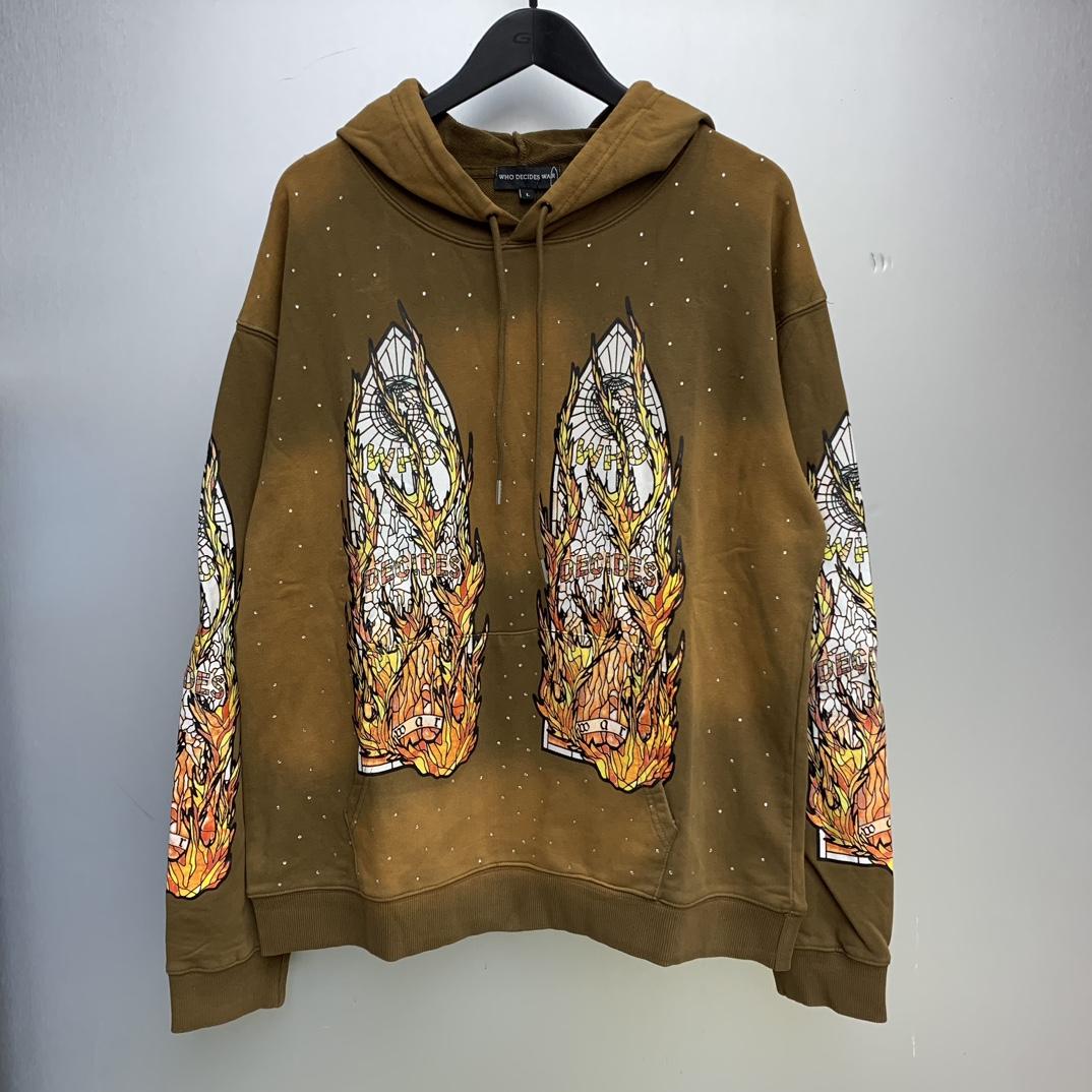 Who Decides War Flame Glass Hooded Sweatshirt - FashionPlug