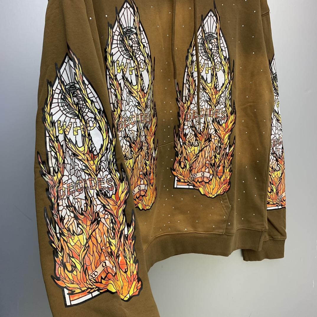 Who Decides War Flame Glass Hooded Sweatshirt - FashionPlug