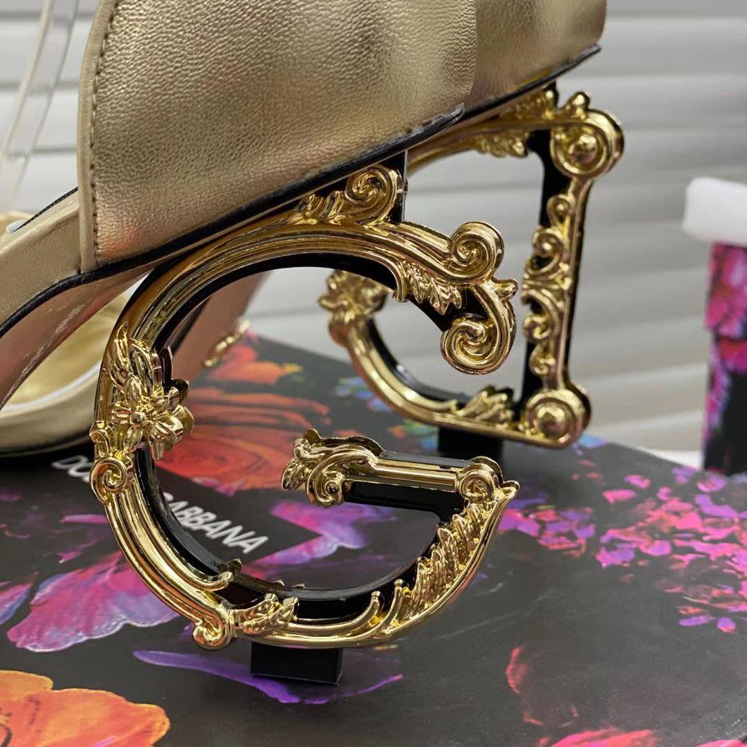 Dolce & Gabbana Keira Baroque DG Heel Sandals  90mm - FashionPlug