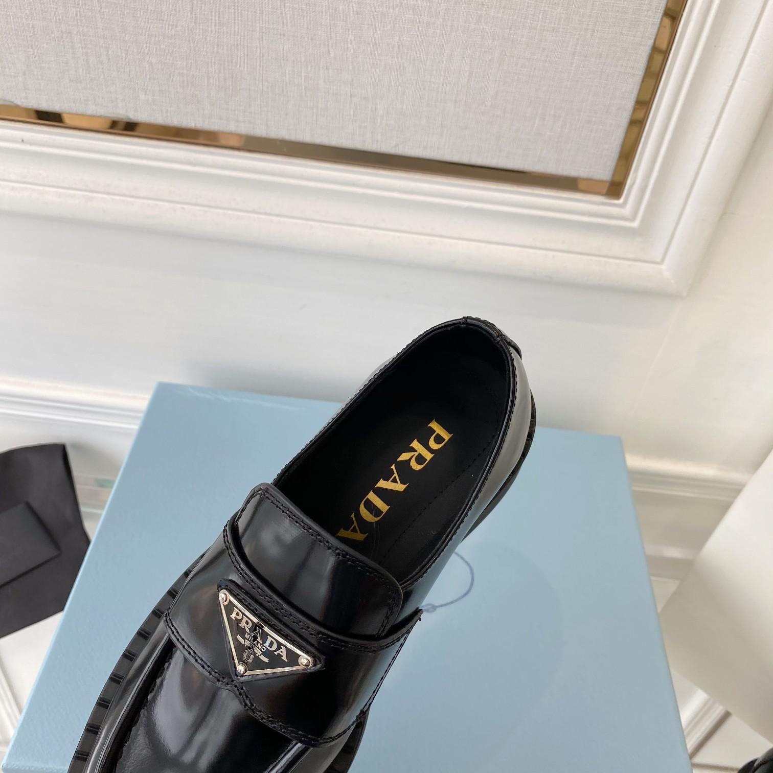 Prada Chocolate Patent Leather Loafers - FashionPlug