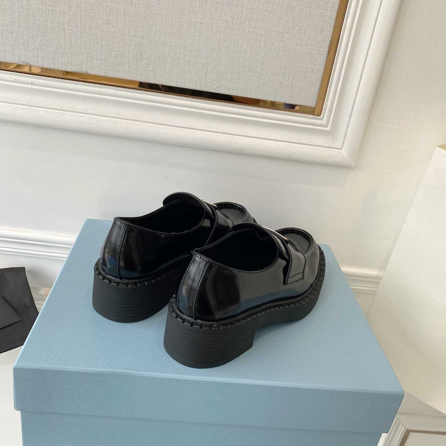 Prada Chocolate Patent Leather Loafers - FashionPlug