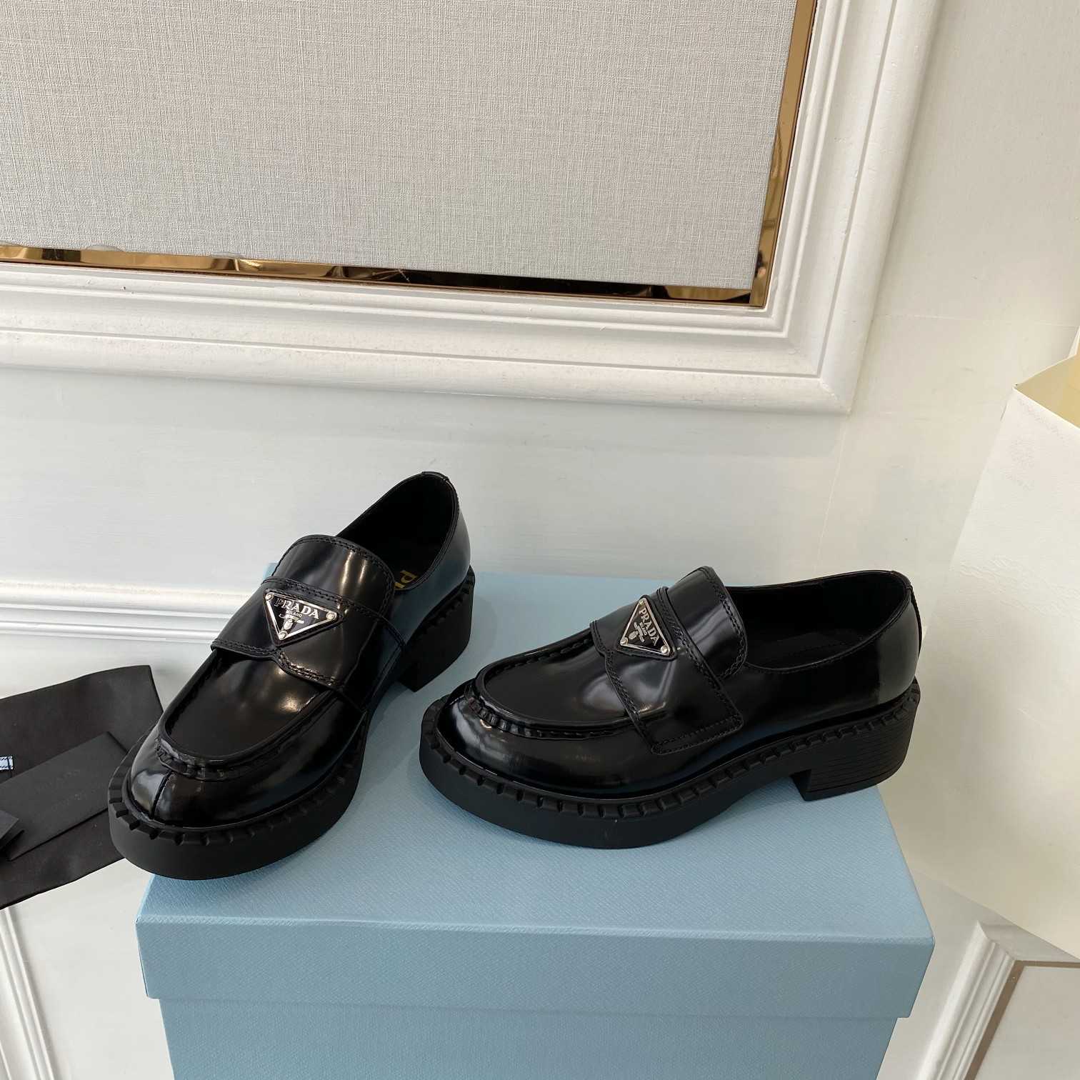 Prada Chocolate Patent Leather Loafers - FashionPlug
