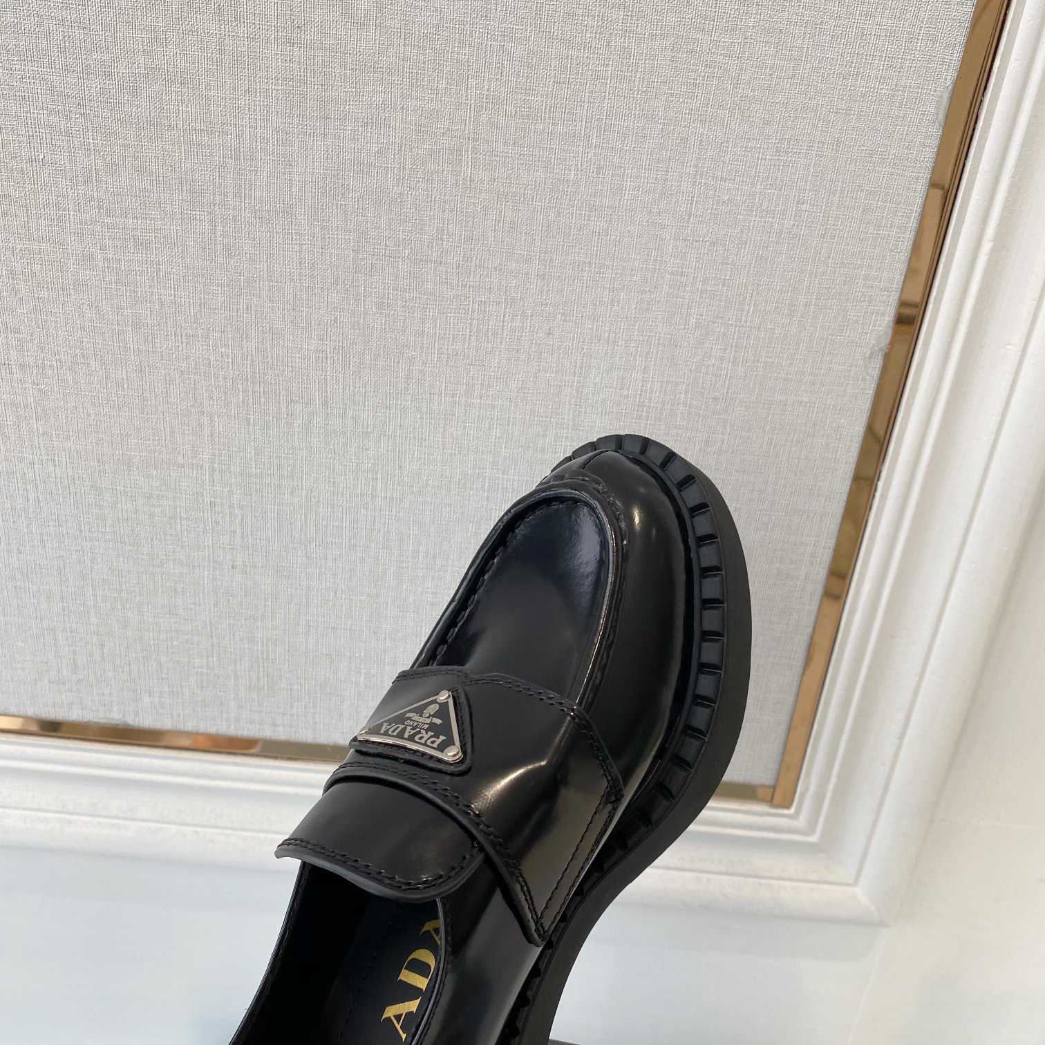 Prada Chocolate Patent Leather Loafers - FashionPlug