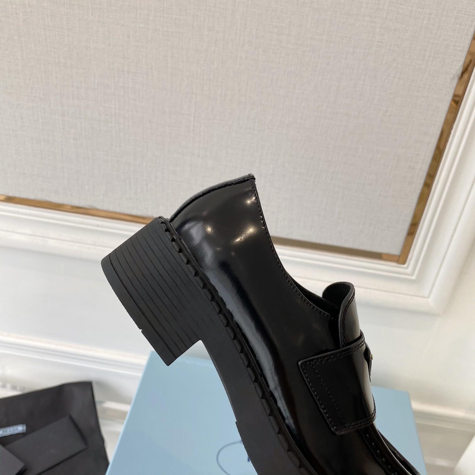 Prada Chocolate Patent Leather Loafers - FashionPlug