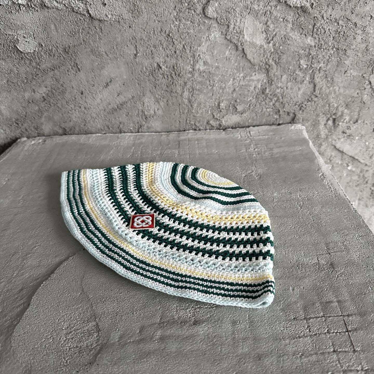 Casablanca Monogram-patch Crochet Bucket Hat - FashionPlug
