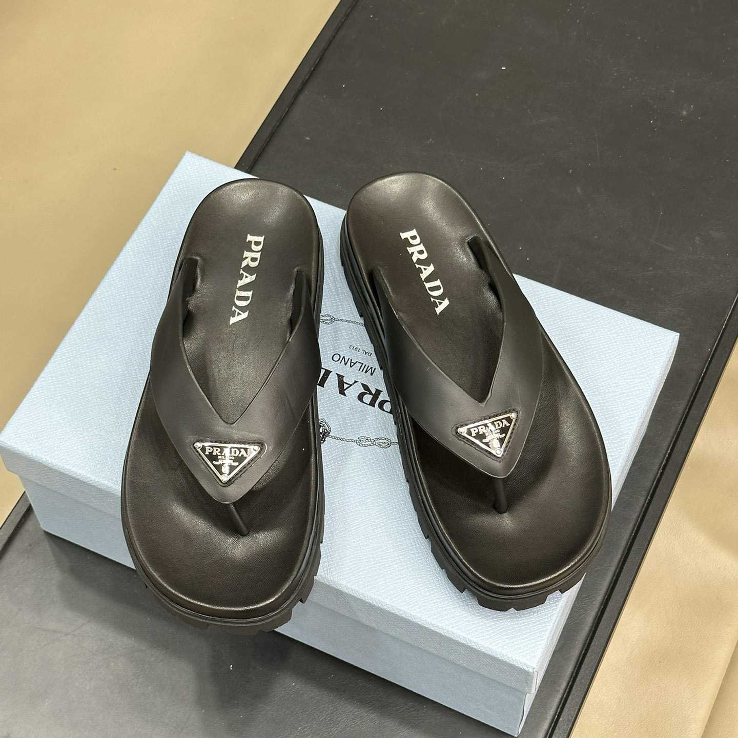 Prada Rubber Thong Sandals - FashionPlug