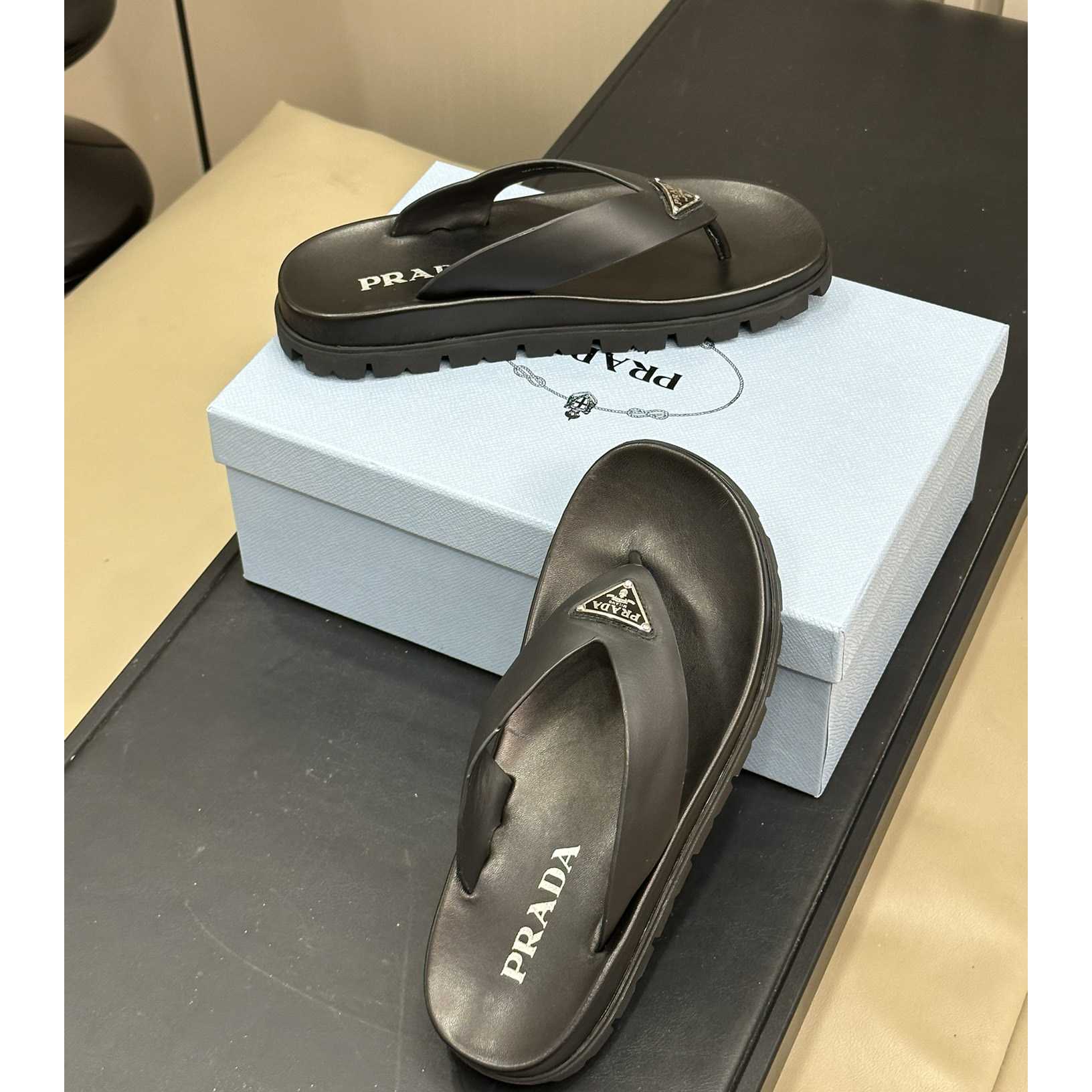 Prada Rubber Thong Sandals - FashionPlug