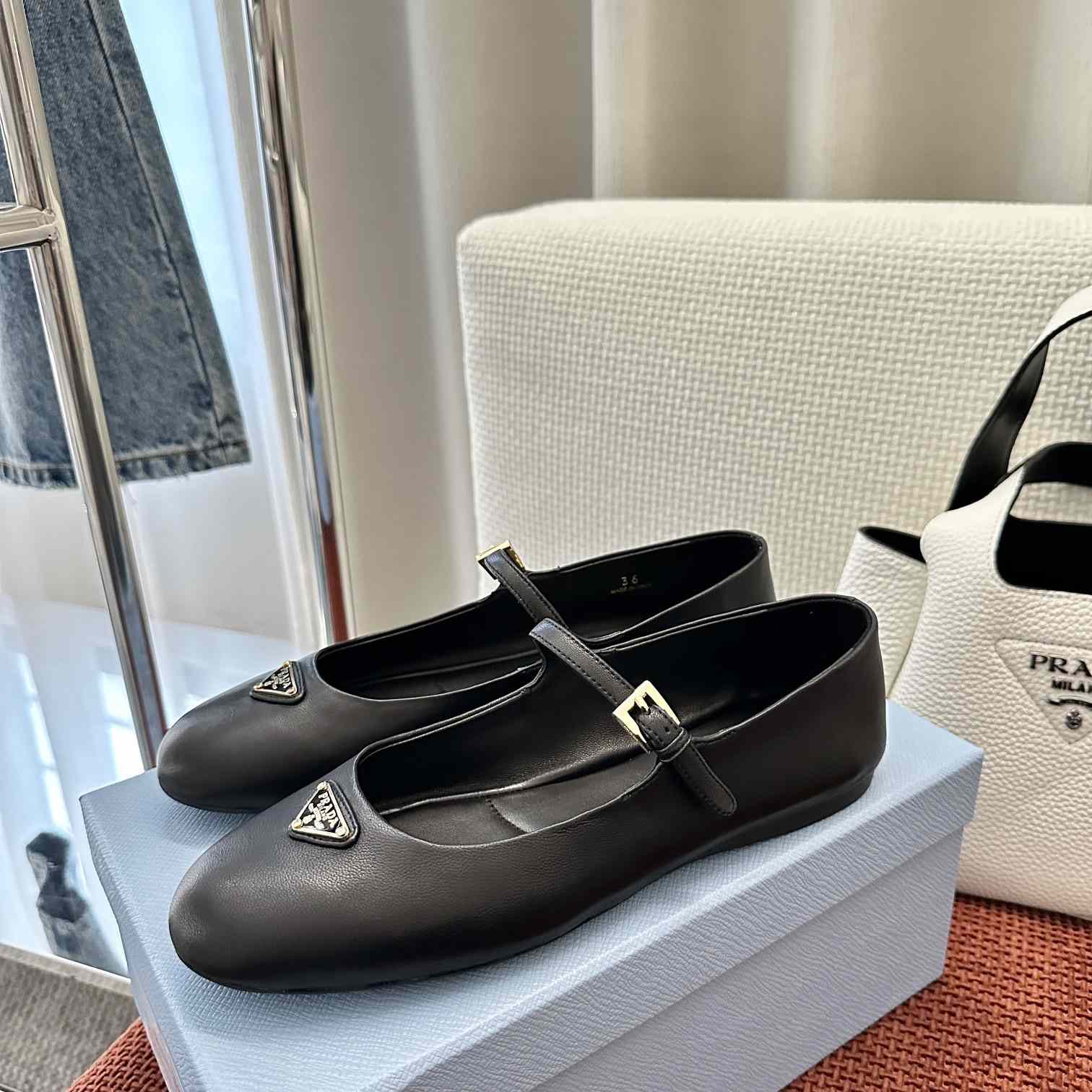 Prada Nappa Leather Ballerinas - FashionPlug