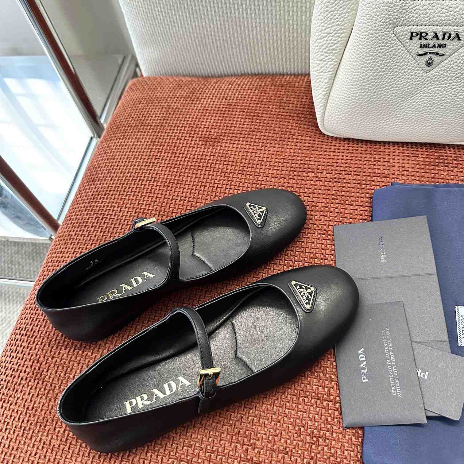 Prada Nappa Leather Ballerinas - FashionPlug