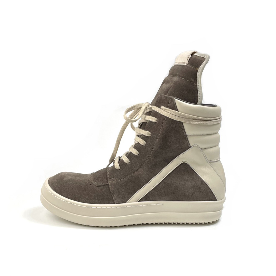 Rick Owens Geobasket Lace-up Suede High-top Trainers - FashionPlug