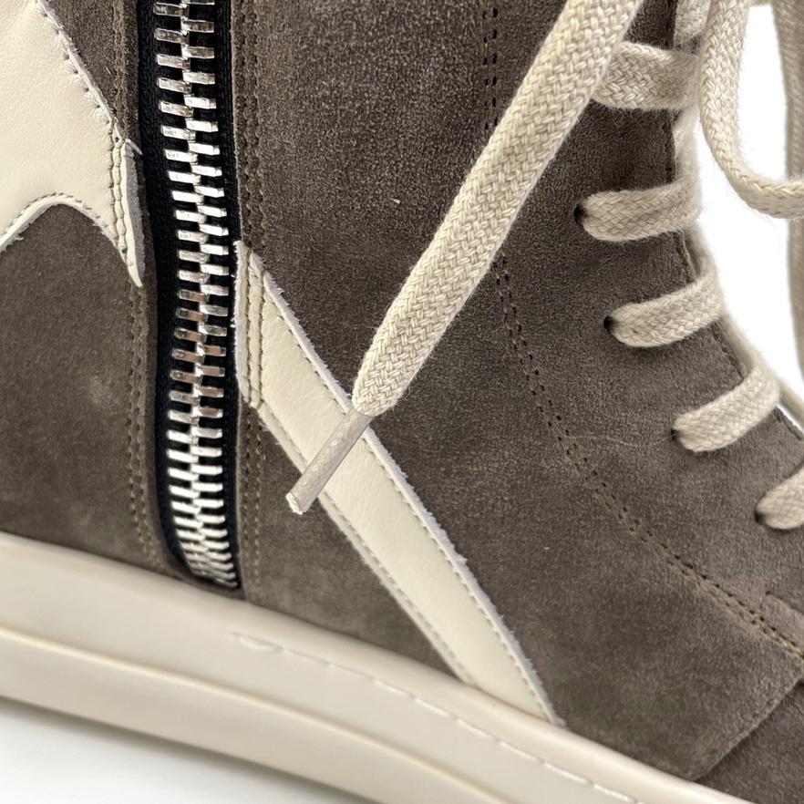 Rick Owens Geobasket Lace-up Suede High-top Trainers - FashionPlug