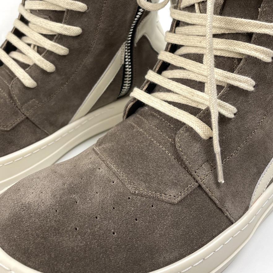 Rick Owens Geobasket Lace-up Suede High-top Trainers - FashionPlug
