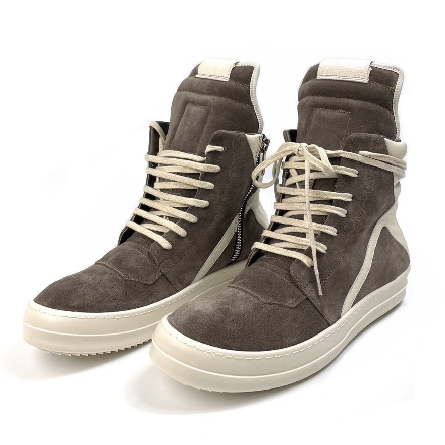 Rick Owens Geobasket Lace-up Suede High-top Trainers - FashionPlug