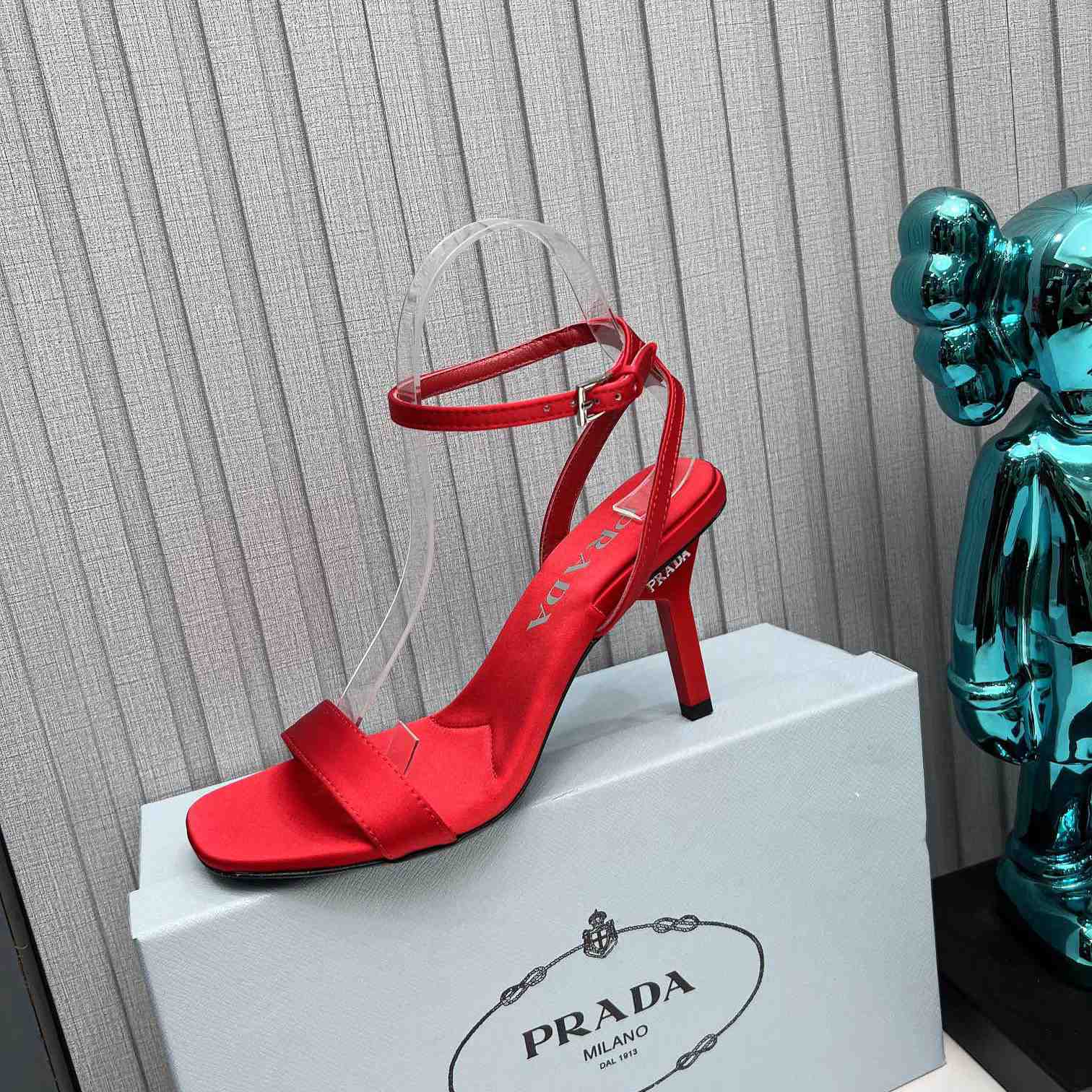 Prada 85mm Geometric-heel Satin Sandals - FashionPlug