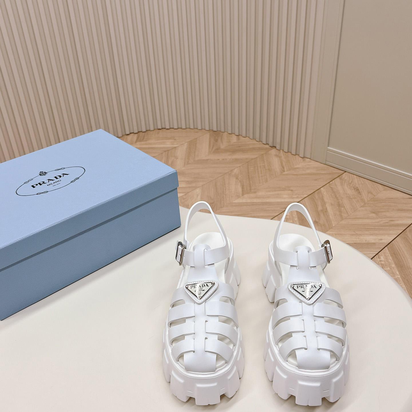 Prada Rubber Monolith Sandals - FashionPlug