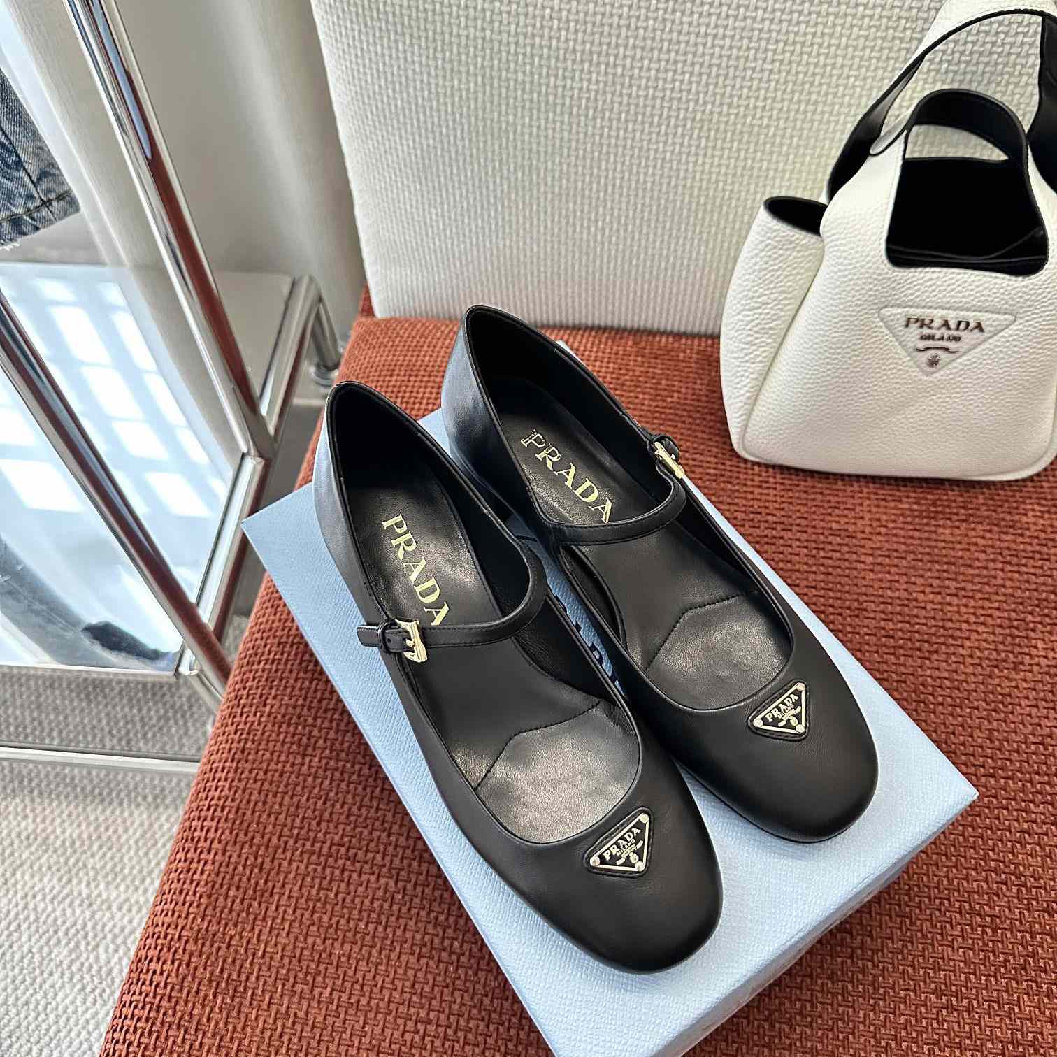 Prada Nappa Leather Mary Jane Pumps - FashionPlug