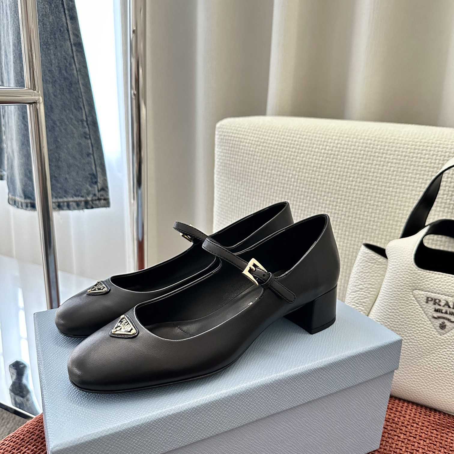 Prada Nappa Leather Mary Jane Pumps - FashionPlug