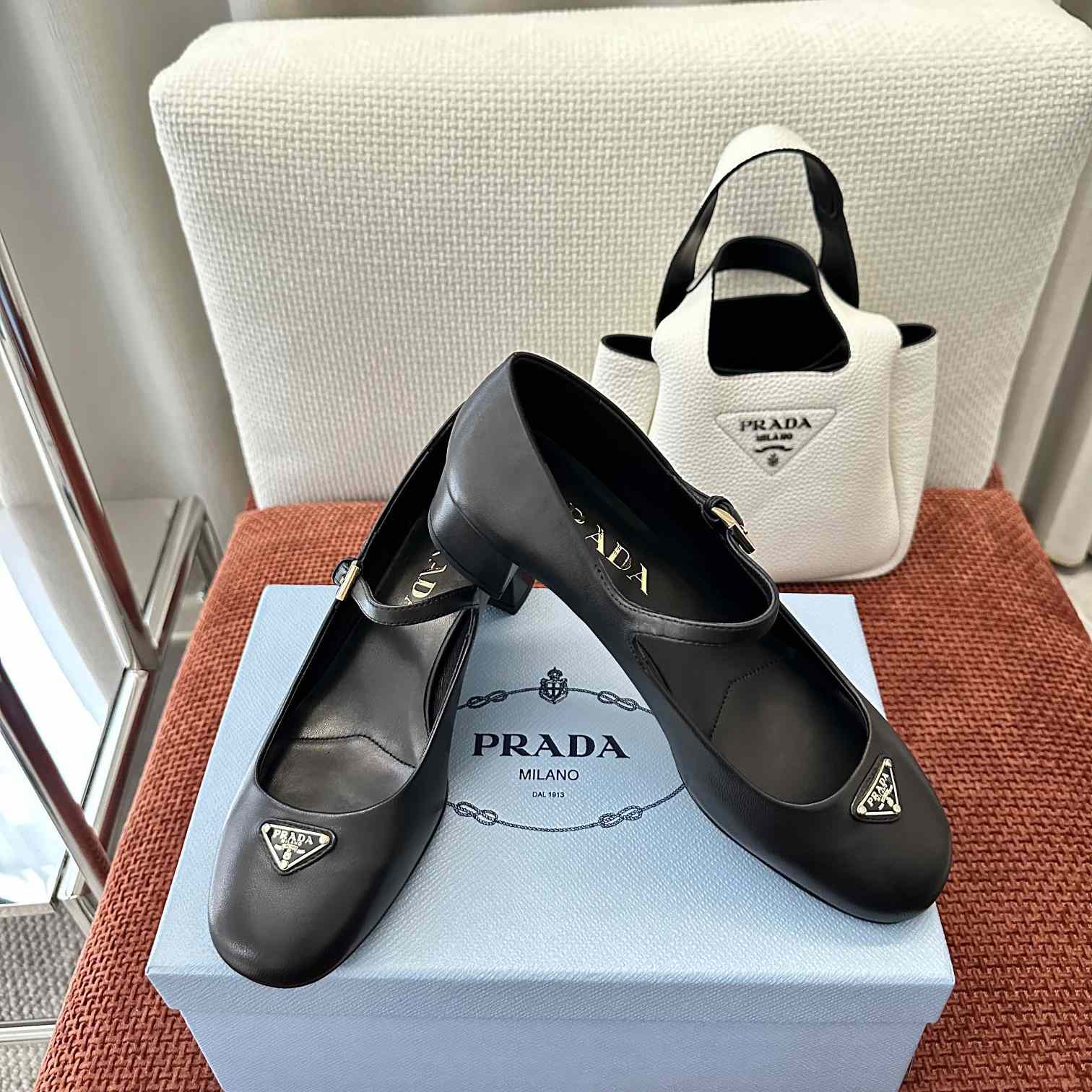 Prada Nappa Leather Mary Jane Pumps - FashionPlug