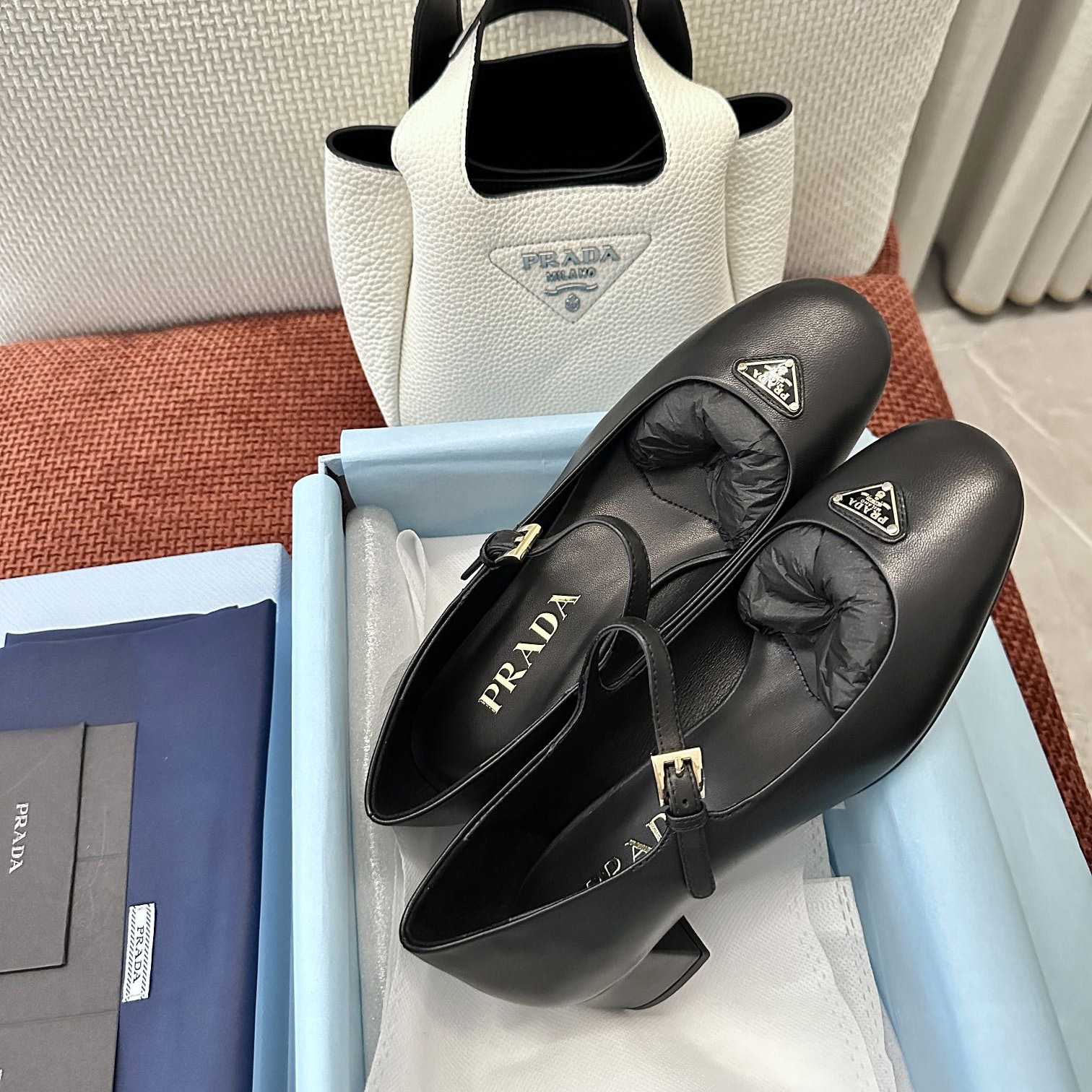 Prada Nappa Leather Mary Jane Pumps - FashionPlug