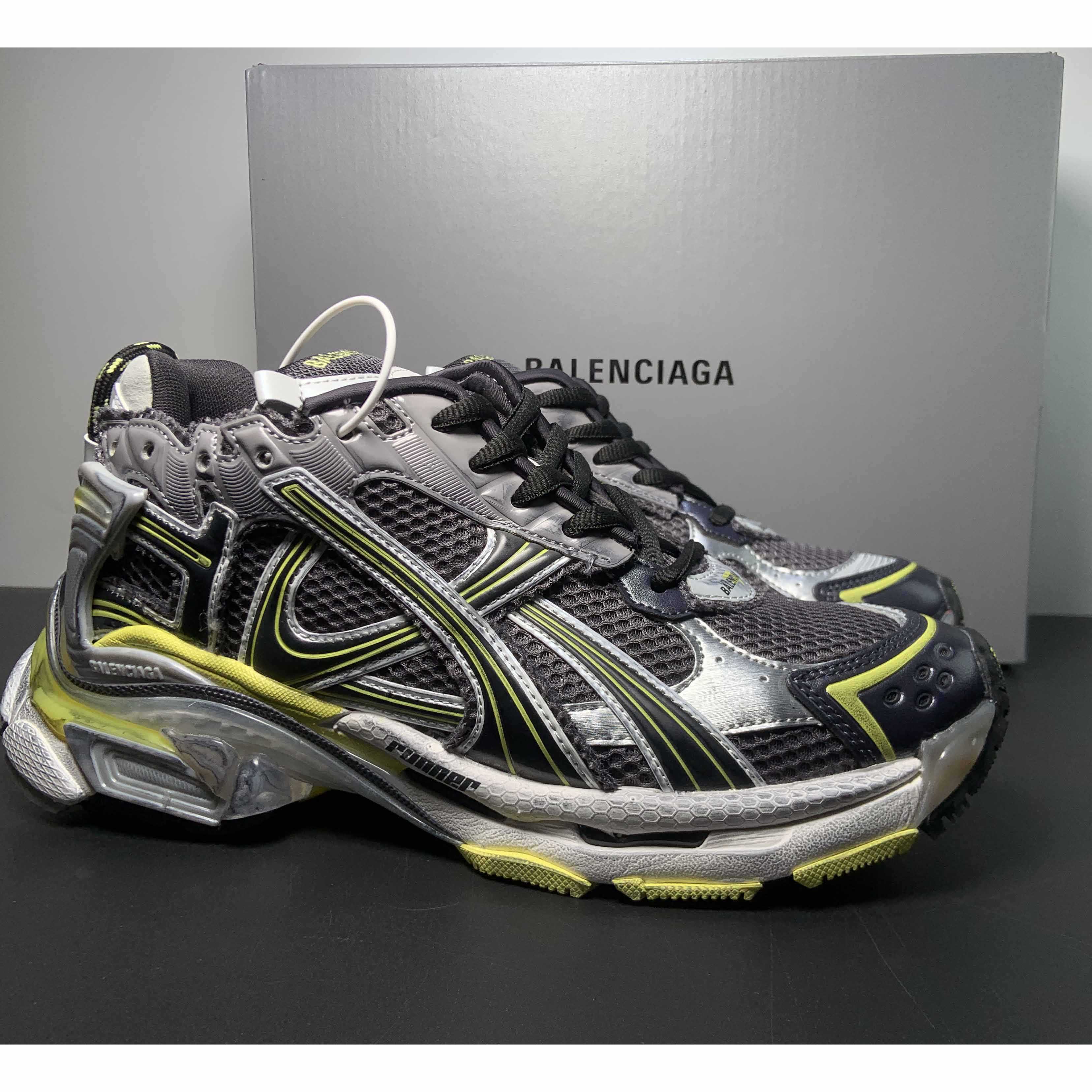Balenciaga Runner Sneaker In Grey/Yellow And White - FashionPlug