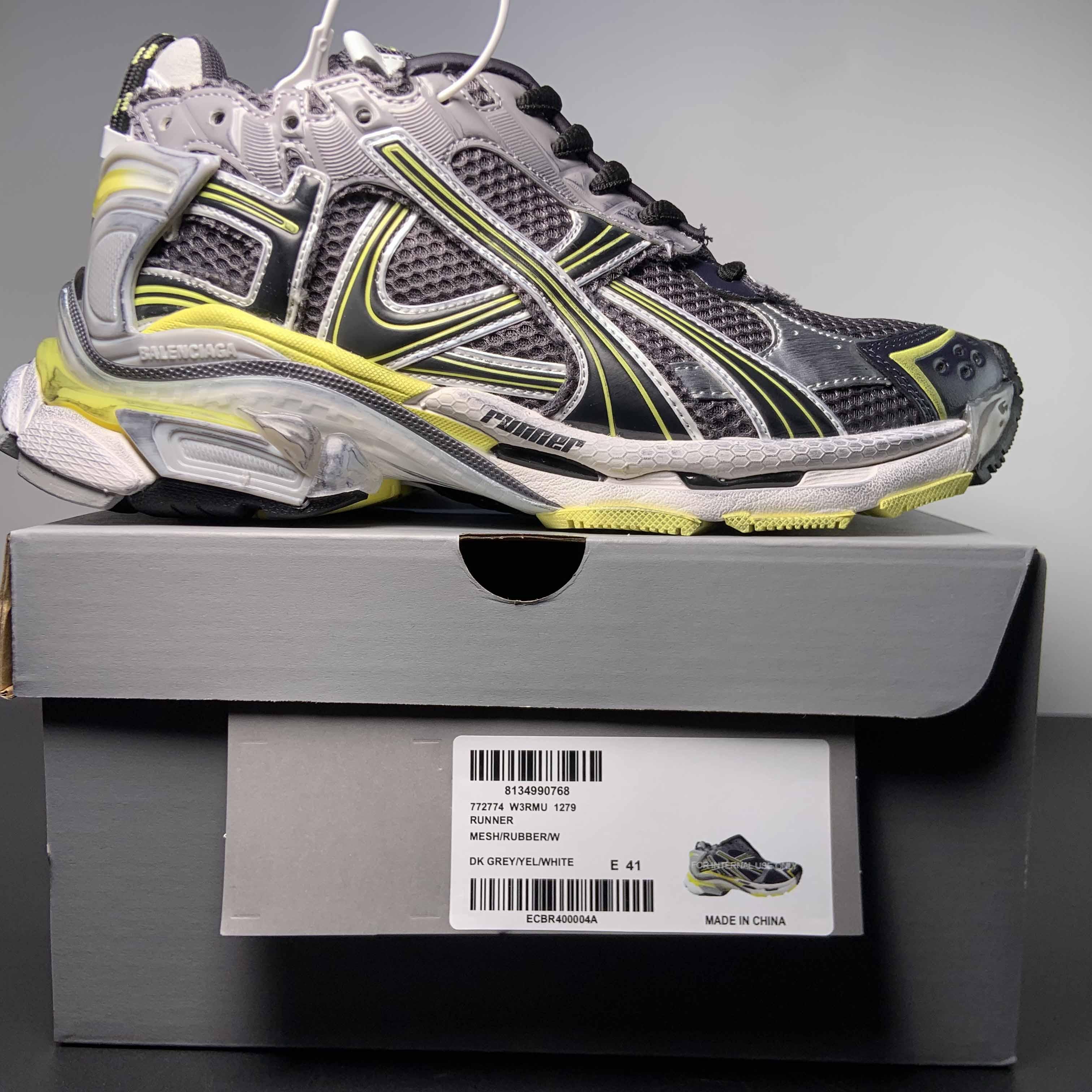 Balenciaga Runner Sneaker In Grey/Yellow And White - FashionPlug