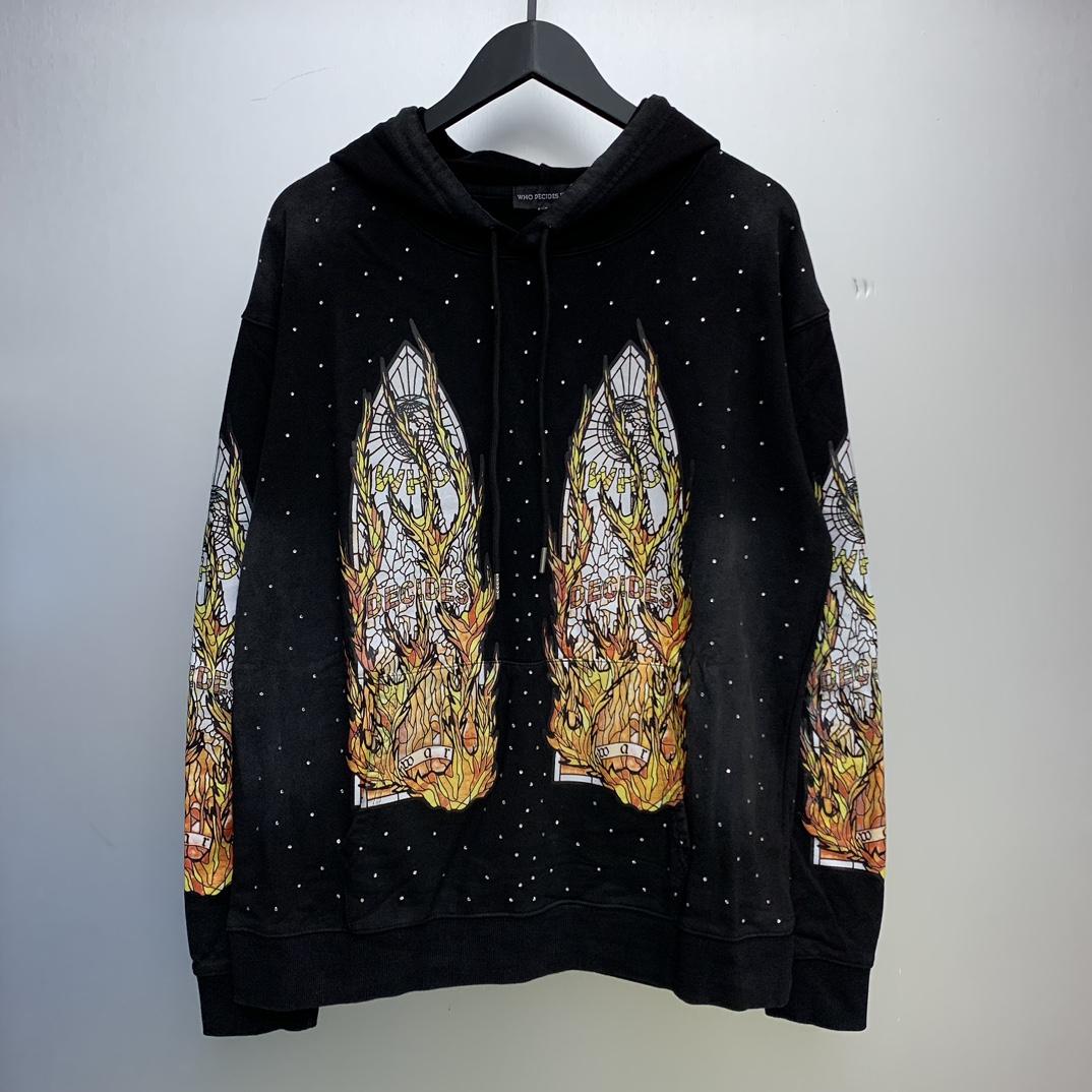 Who Decides War Flame Glass Hooded Sweatshirt - FashionPlug