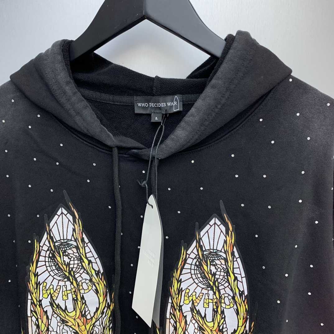 Who Decides War Flame Glass Hooded Sweatshirt - FashionPlug