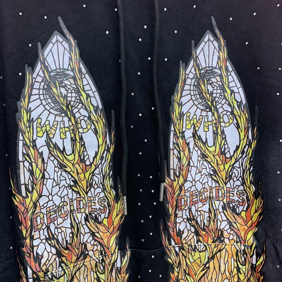 Who Decides War Flame Glass Hooded Sweatshirt - FashionPlug