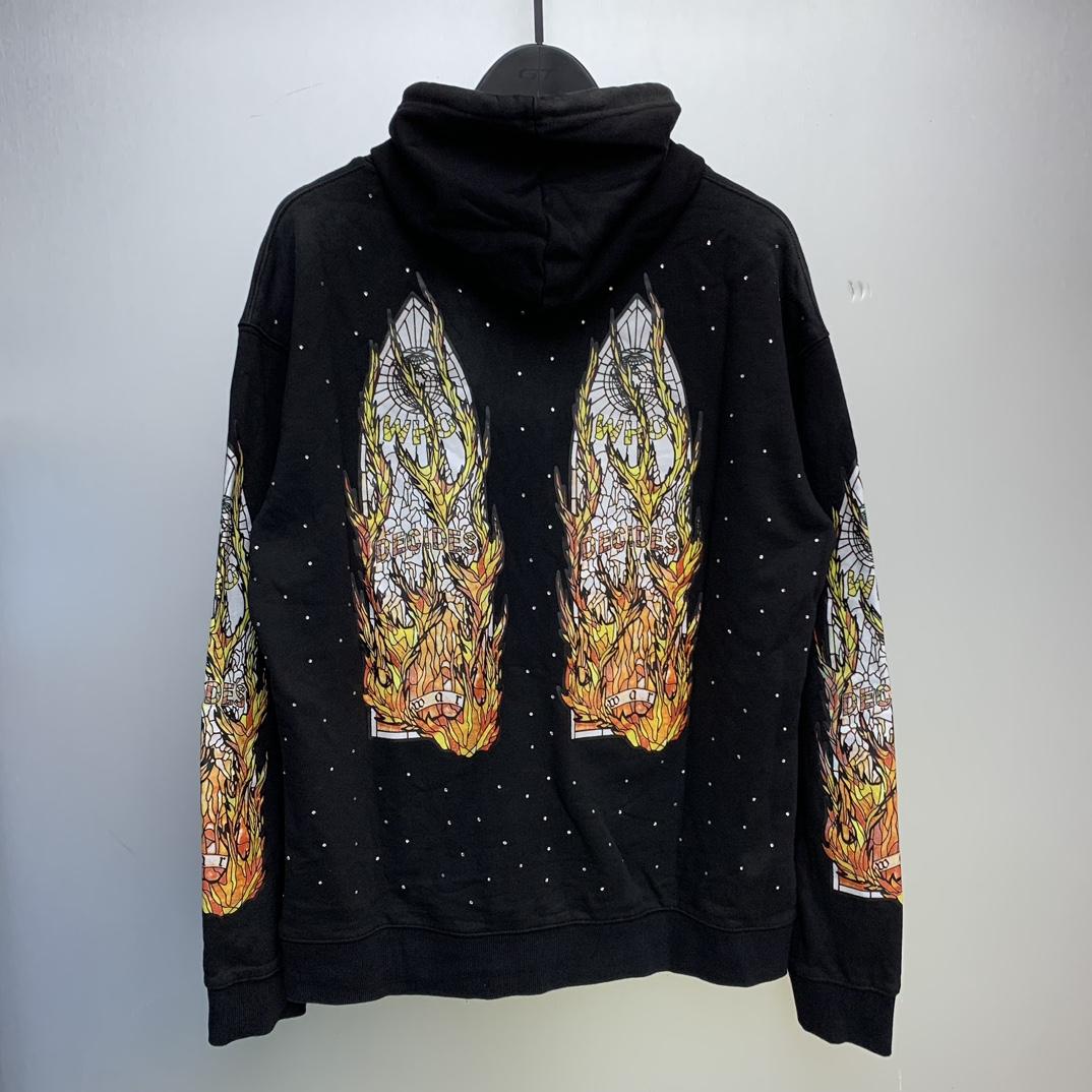 Who Decides War Flame Glass Hooded Sweatshirt - FashionPlug