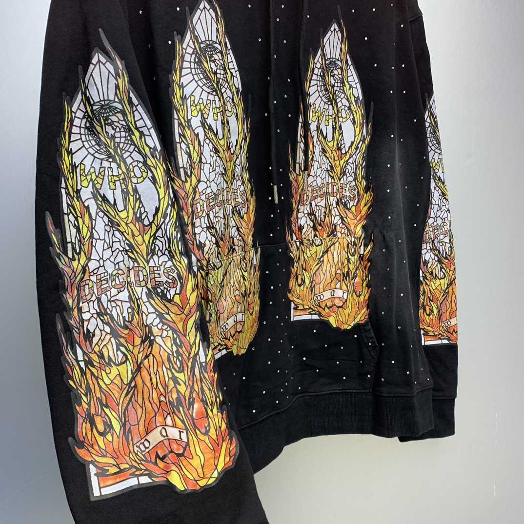 Who Decides War Flame Glass Hooded Sweatshirt - FashionPlug