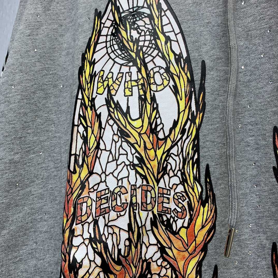 Who Decides War Flame Glass Hooded Sweatshirt - FashionPlug
