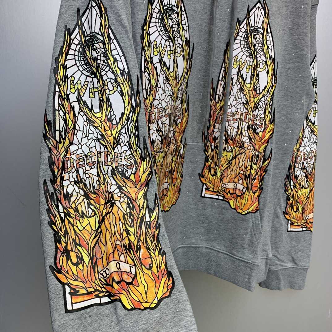 Who Decides War Flame Glass Hooded Sweatshirt - FashionPlug