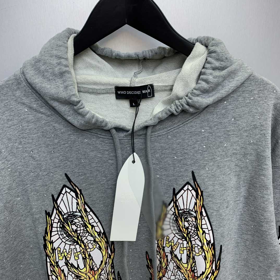 Who Decides War Flame Glass Hooded Sweatshirt - FashionPlug