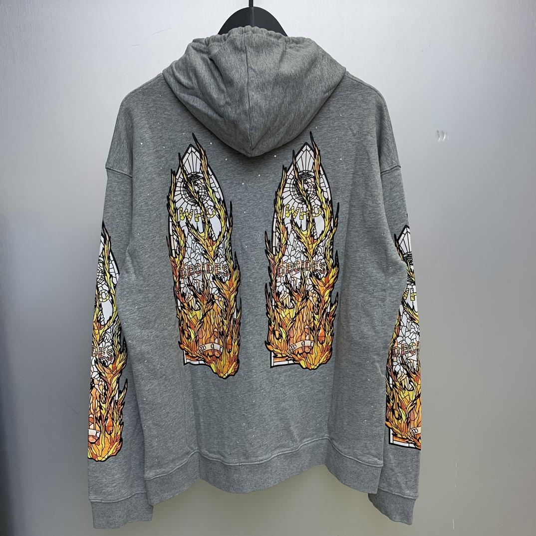 Who Decides War Flame Glass Hooded Sweatshirt - FashionPlug
