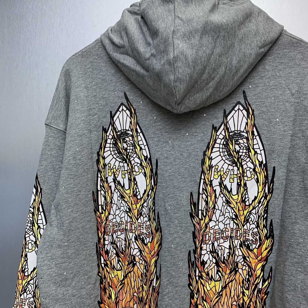 Who Decides War Flame Glass Hooded Sweatshirt - FashionPlug