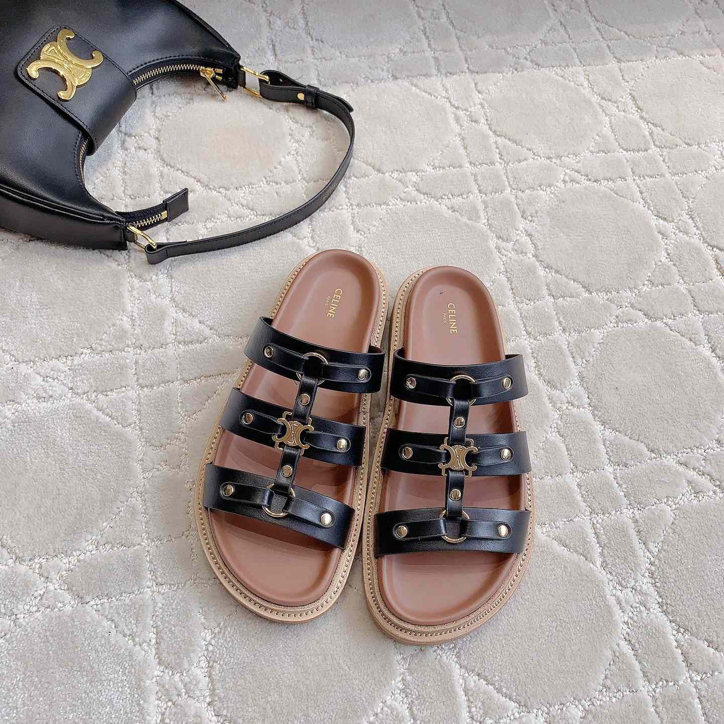 Celine Tippi Slide In Calfskin - FashionPlug