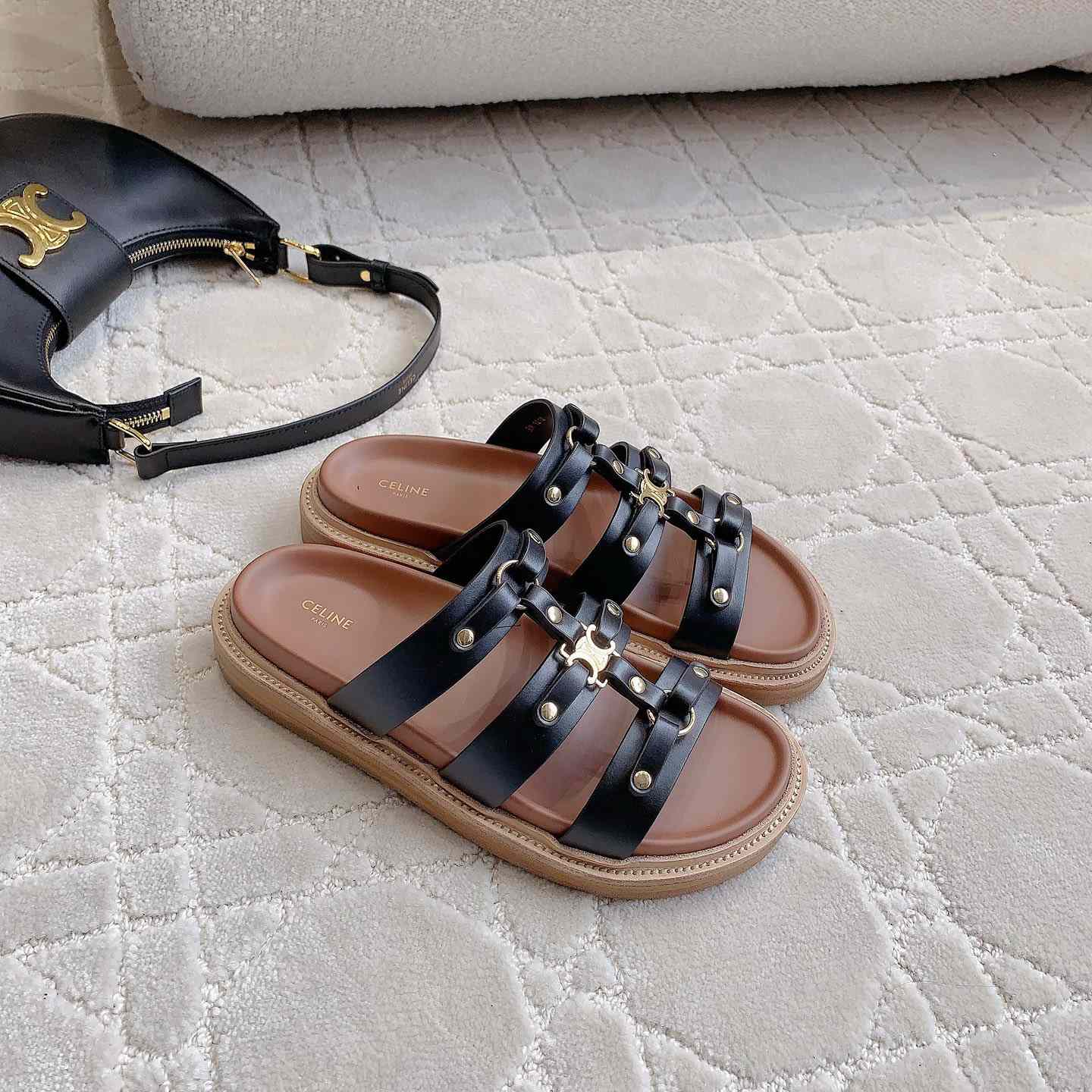 Celine Tippi Slide In Calfskin - FashionPlug