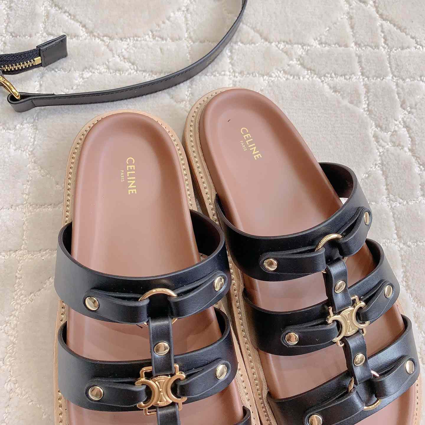 Celine Tippi Slide In Calfskin - FashionPlug
