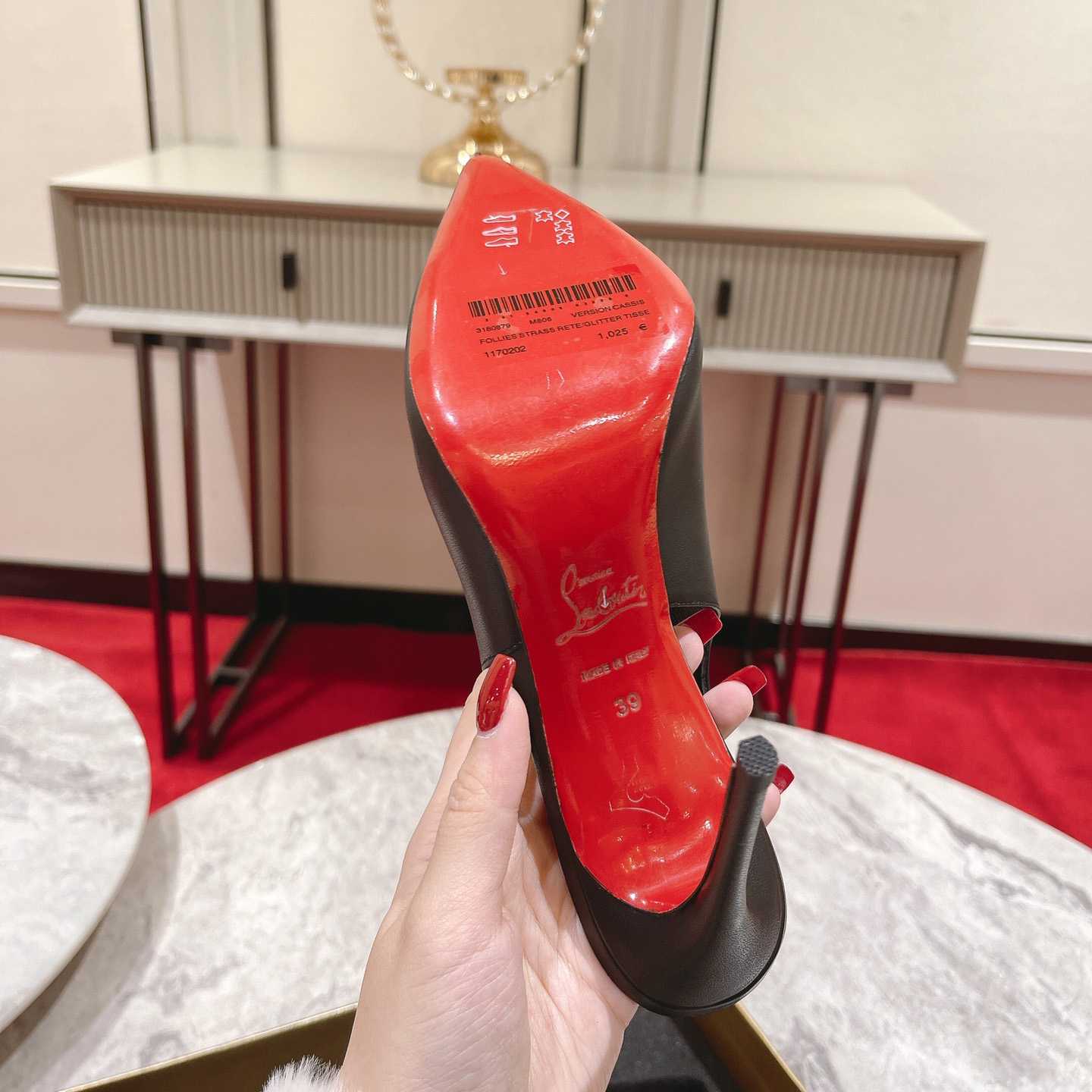 Christian Louboutin Hot Chick 100MM Leather Slingback Pumps - FashionPlug