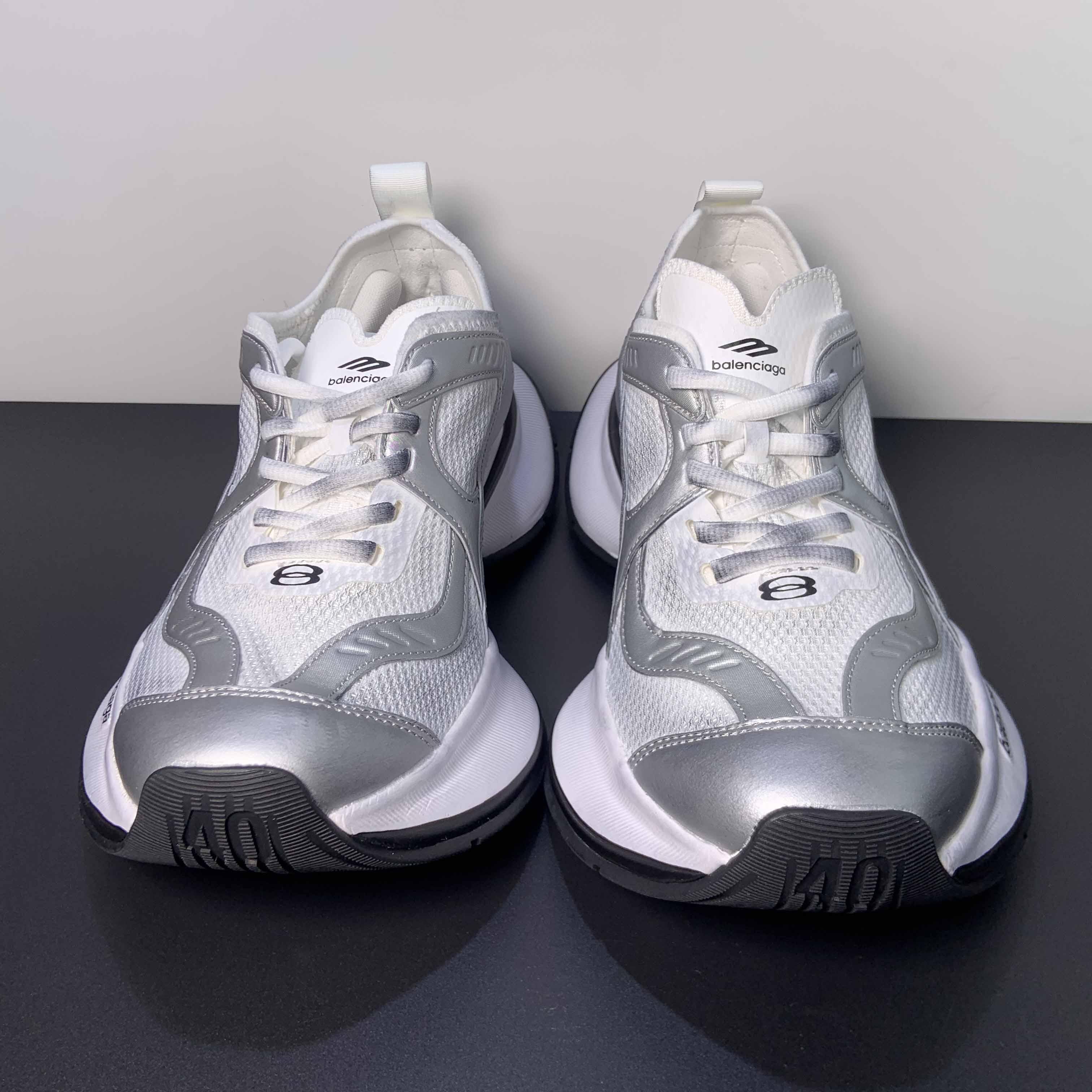 Balenciaga Circuit Sneaker In White And Silver  - FashionPlug
